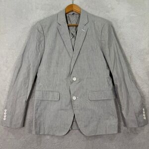 BONOBOS Mens 38S Slim Fit Grey Pinstripe Blazer Cotton/Linen Italy Casual Preppy